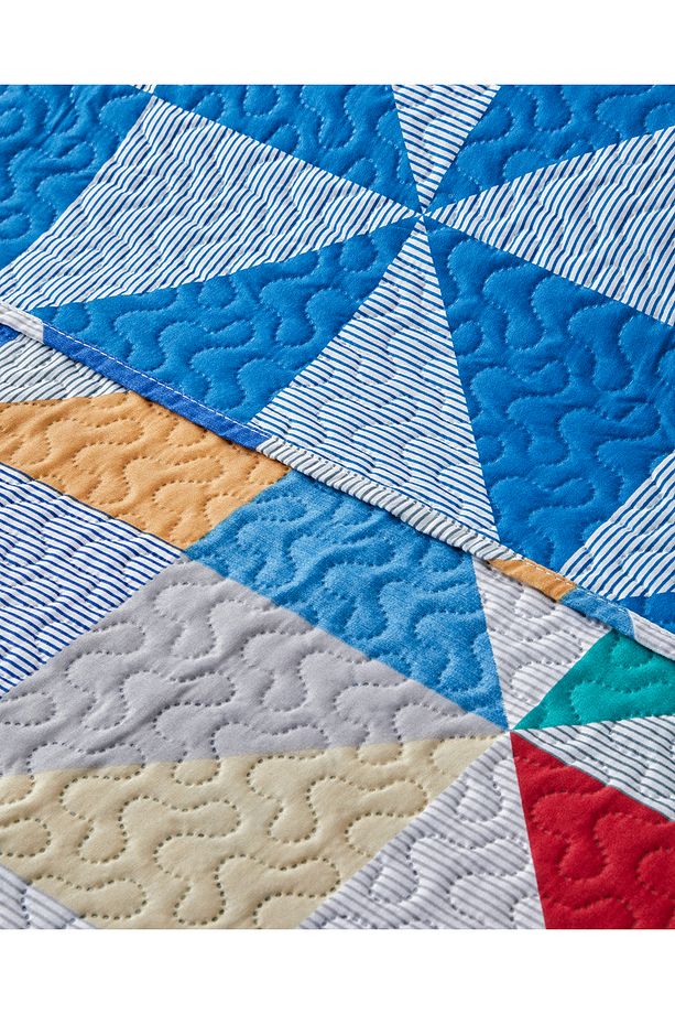 Playful Triangles Çok Amaçlı Tek Kişilik Yatak Örtüsü Takımı 160x220 cm Yeşil - 3