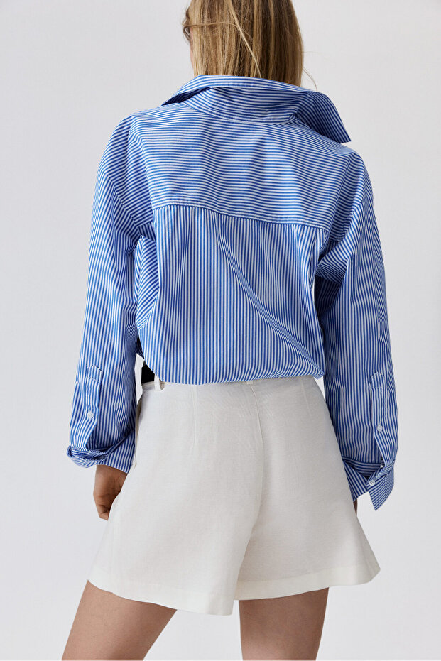 Keten Karışımlı Şort - 4