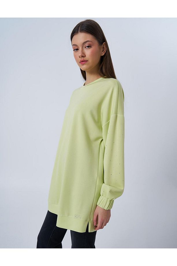 Hotfix Baskılı Scuba Sweatshirt Lime - 2