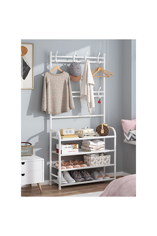 رف أحذية بسيط متعدد الطبقات للمنزل — متين، متعدد الوظائف، سعة كبيرة، أبيض - 1