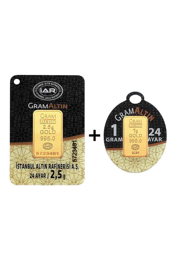 3,5 Gram (2,5+1) Külçe Gram Altın IAR 24 Ayar K0003-5 - 1