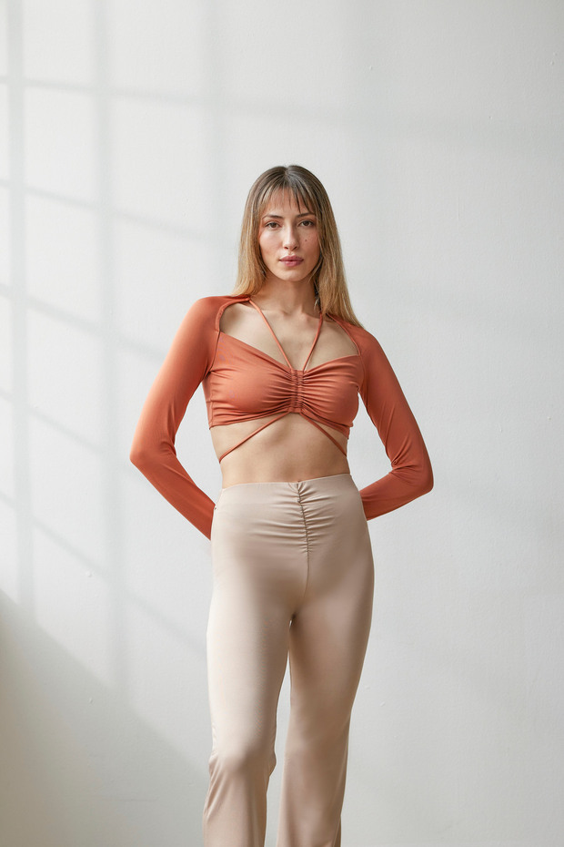Sophıa Kiremit Rengi Basıcs Crop - 3