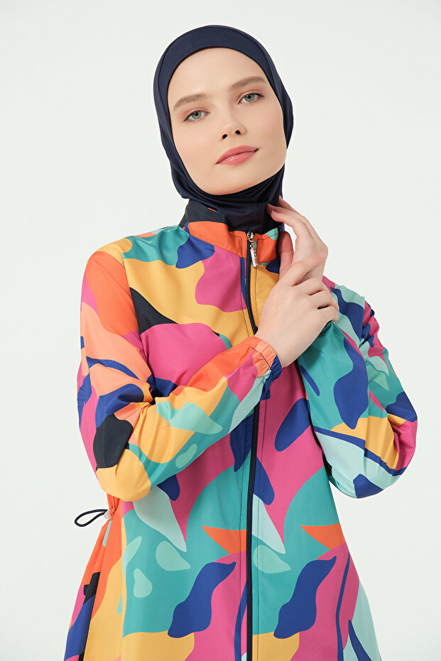 ملابس سباحة حجاب منقوشة متعددة الألوان - 7