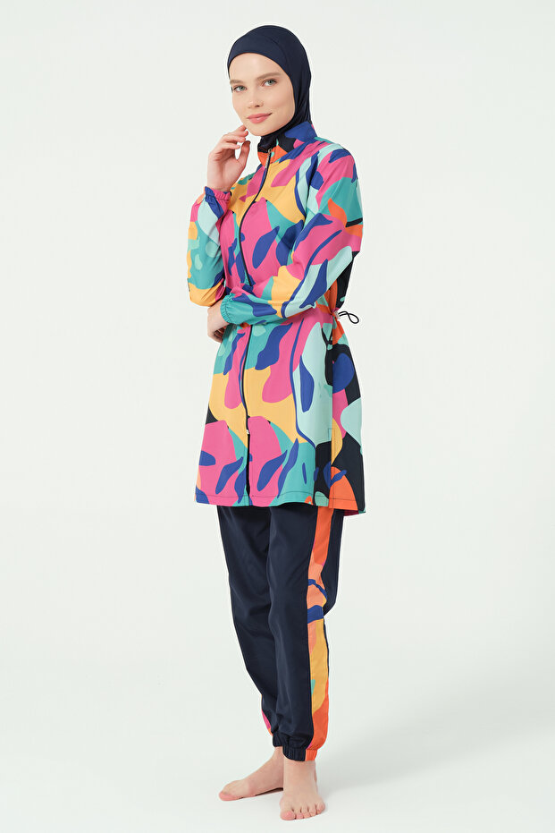 ملابس سباحة حجاب منقوشة متعددة الألوان - 6