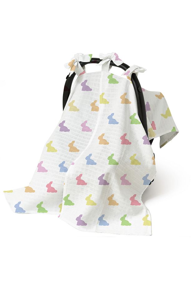 % 100 Pamuk Müslin Puset Örtüsü Rainbow Lapin - Çok Renkli Tavşanlar - 3