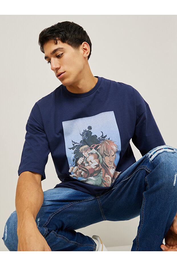 Street Fighter Print Oversized T-shirt