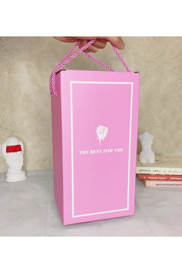 Işıklı Cam Fanus Solmayan Gül - 4