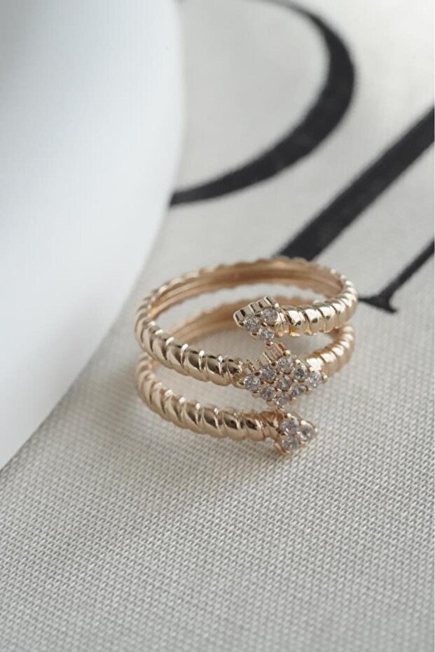 خاتم حجر ثلاثي الصف قابل للتعديل - 1