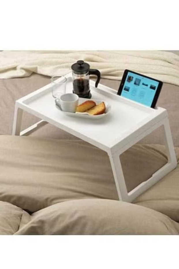 صينية سرير قابلة للطي لاستخدامات متعددة ابيض - 1