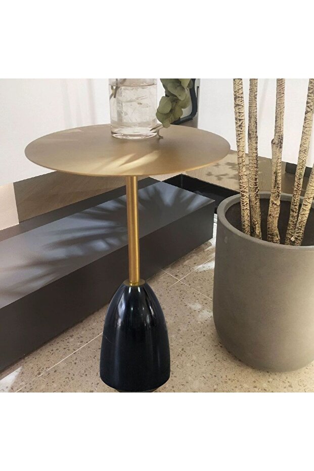 Dobler Round Side Table L40xW40xH56cm - Gold/Black