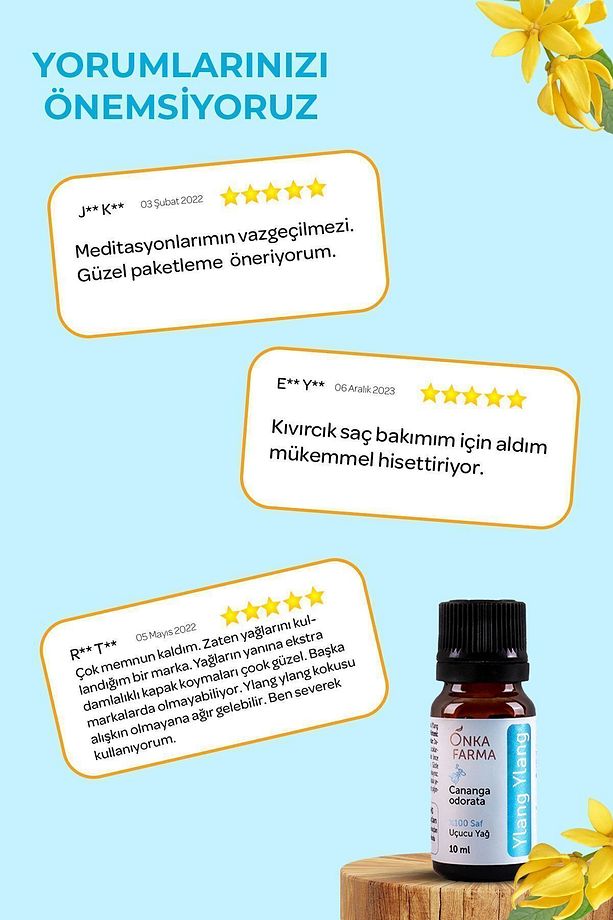 Onka Farma Ylang Ylang Yağı - %100 Saf Ylang Ylang Uçucu Yağı - 10 ml - 7