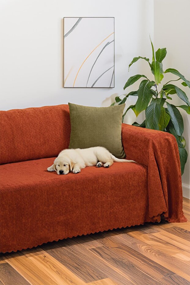 Zenit Sofa Cover 175X350 Xlarge Decorative Jacquard Chenille | Sofa Cover | Non-Slip, Tile