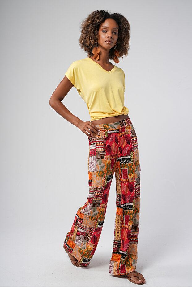 Women's Geometric Pattern Wide Leg Pants