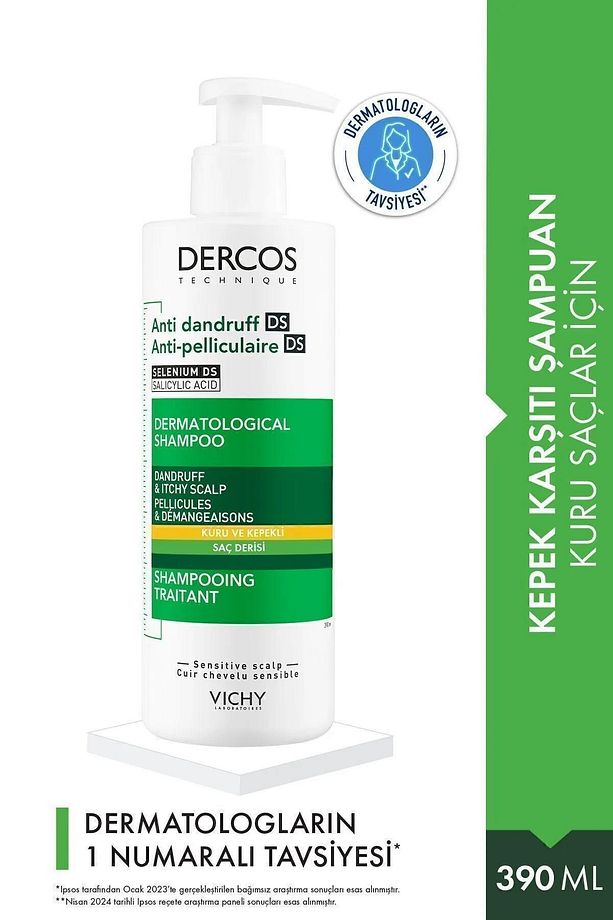 Dercos Anti Dandruff Kuru Saçlar Kepek Karşıtı Şampuan 390 ml - 1