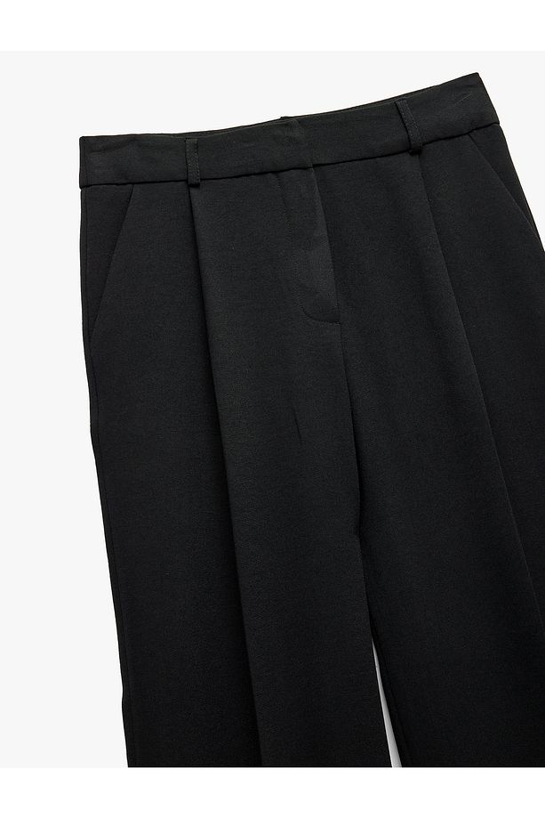 Cepli Uzun Geniş Paça Krep Kumaş Pantolon - 5