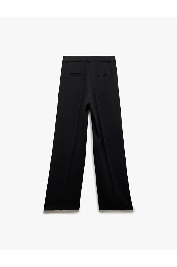 Cepli Uzun Geniş Paça Krep Kumaş Pantolon - 4