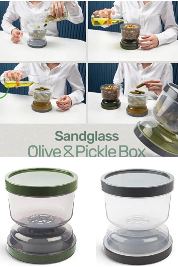 1 Piece Hourglass Model Olive Pickled Storage Container Storage Container with Strainer - 2