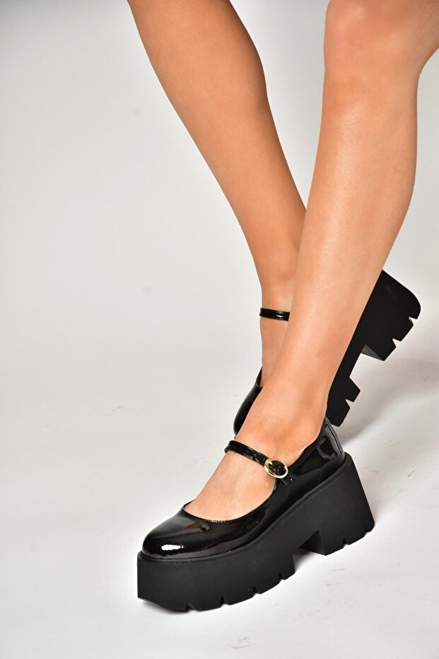 U 272906708 Black Patent Leather Wedge Women's Shoes