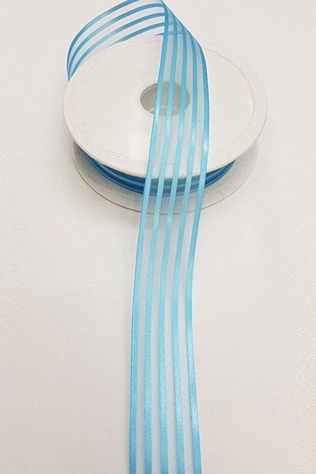 Striped Organza Ornament Ribbon Turquoise Bundle Ornament Dowry Bridal 5 Meter Striped Ribbon