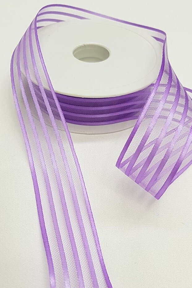 5 Meters Striped Organza & Lilac Bundle Bridal Ribbon