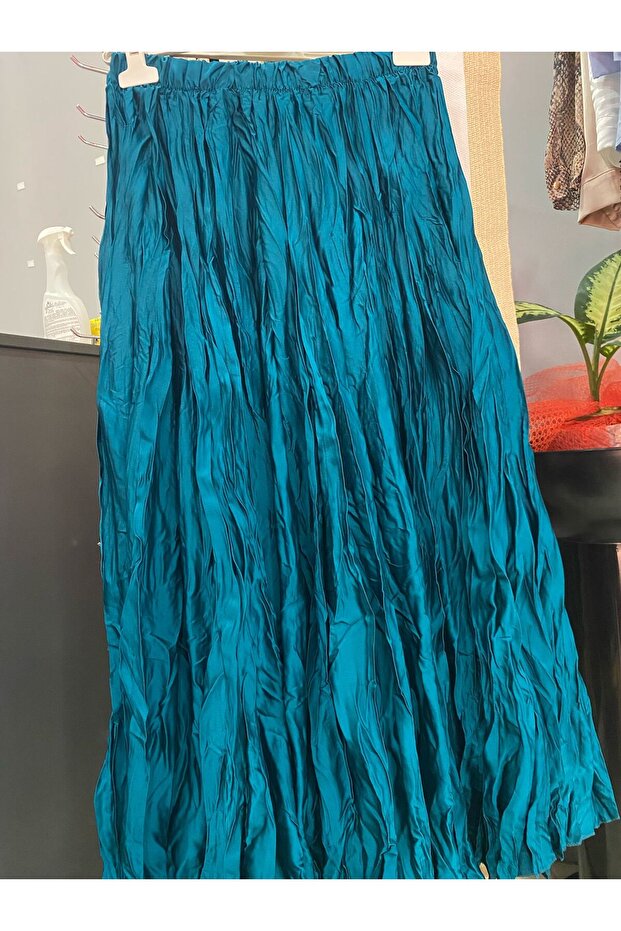 İthal Kırışık Saten Etek - 1