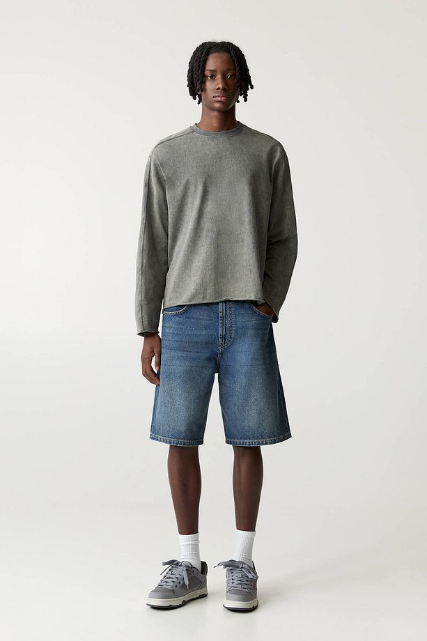 Baggy denim bermuda şort - 2