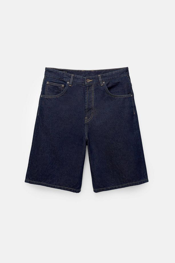 Baggy denim bermuda şort - 6