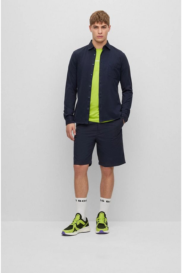 Mixed-material trainers with mesh and branding - 5