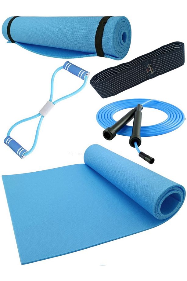Pro-Home Pilates Seti Pilates Minderi Göğüs Lastiği Squat Band ve Atlama İpi SET - 1