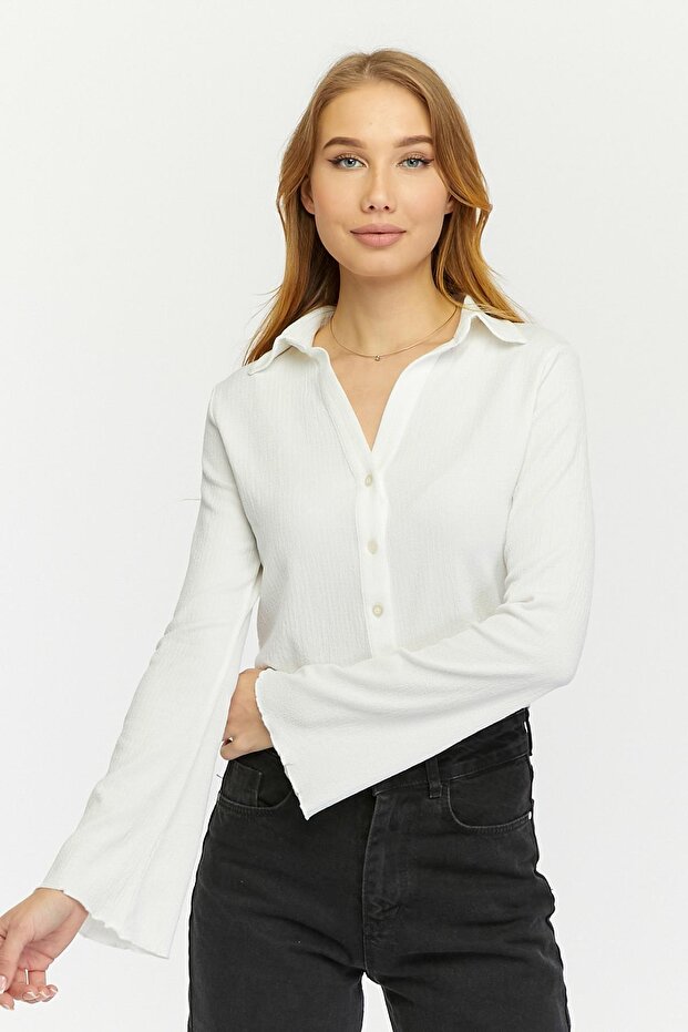 Women's Long Sleeve Crop Shirt
