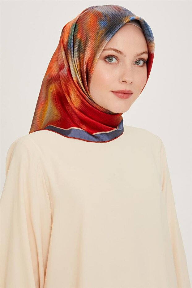 Abstract Patterned Twill Pure Silk Scarf 9233D 80