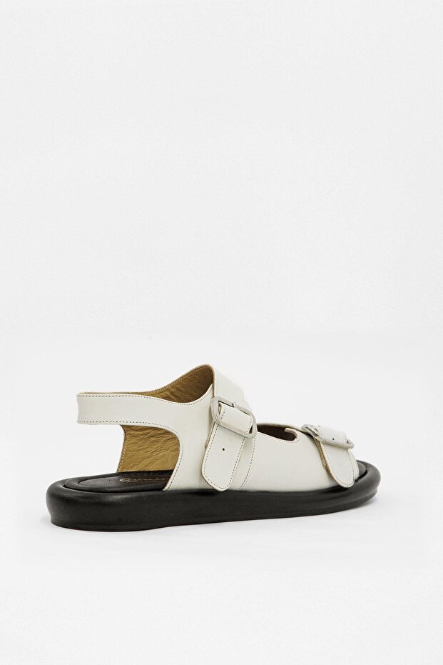 Mango Bej Hakiki Deri Kadın Sandalet - 4