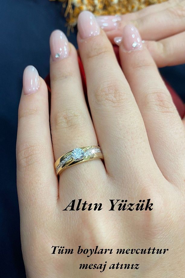 Taşlı Altın Yüzük - 9
