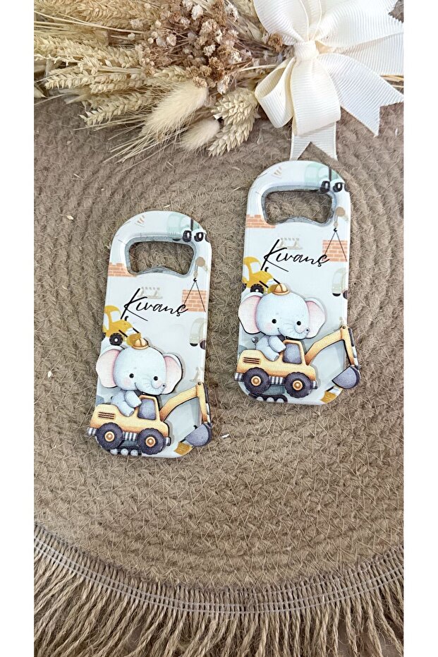 Baby Gift Opener Magnet with 10 Wooden Embossing Figures