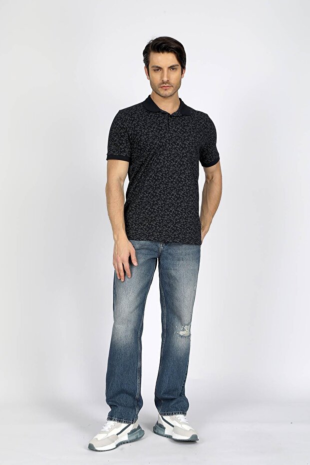 Newfresh Men's 100% Cotton Polo Neck T-Shirt Navy Blue