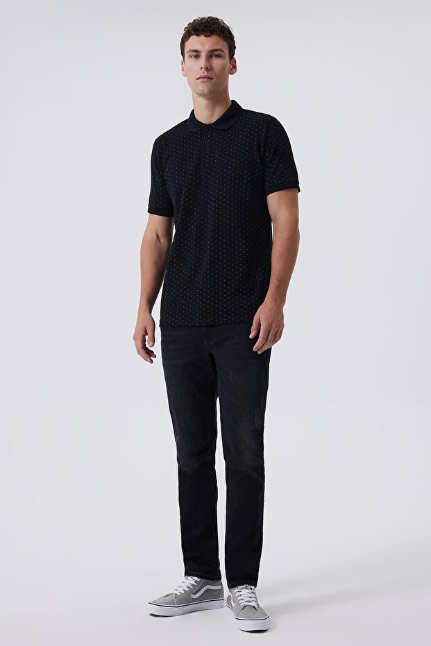 Newmixed Men's 100% Cotton Polo Neck T-Shirt Black