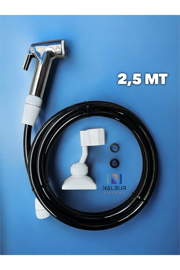 2,5 Mt Tekne Ve Karavan Duş Hortumu Seti Patlamaz Dış Duş Hortum Siyah Duş Başlık - 1