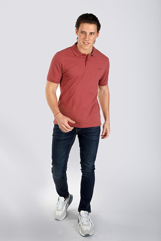 Twins 1 Men's 100% Cotton Pique Polo Neck T-Shirt Dusty Rose