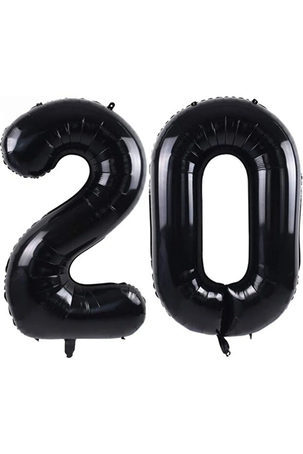 Black 20 Numbers Foil Balloon