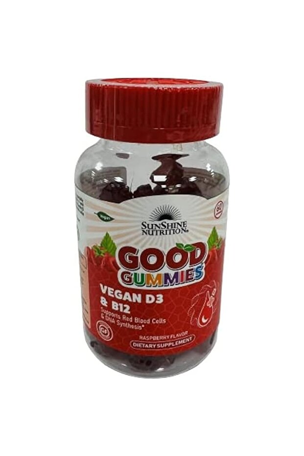 Nutrition Good Gummies With D3 And B12 For Adults - Raspberry Flavor, 60 Gummies