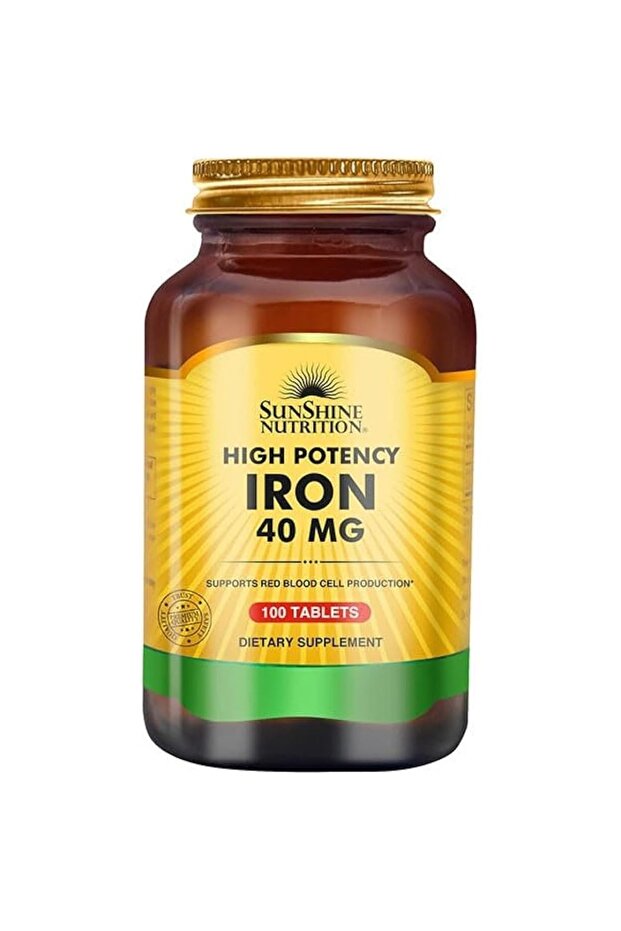Nutrition High Potency Iron 40 Mg - To Support Healthy Blood Cell Function, 100 Tablets