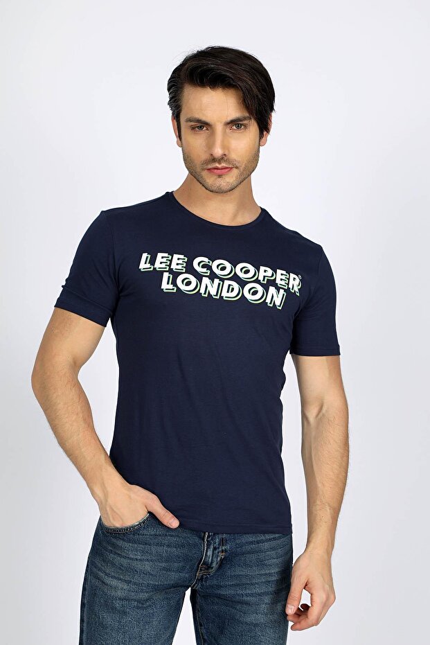 Mike Men's 100% Cotton O-Neck T-Shirt Navy Blue