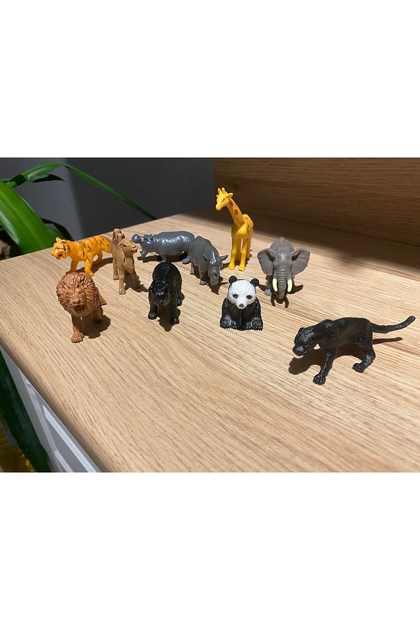 Panda Fil Zürafa Deve Ayı Gergedan vb. 10 Prç. Mini Vahşi Hayvan Seti - 4