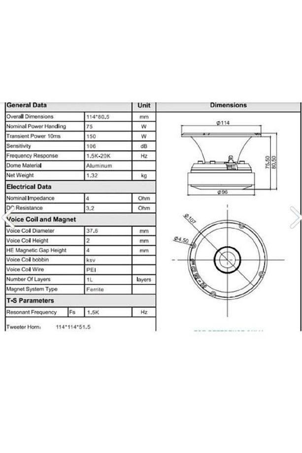 RS-HL4  SPL DOM TWETER  ÇİFT DEĞER 400 WAT 160 RMS 1 TAKIM 2 ADET - 4