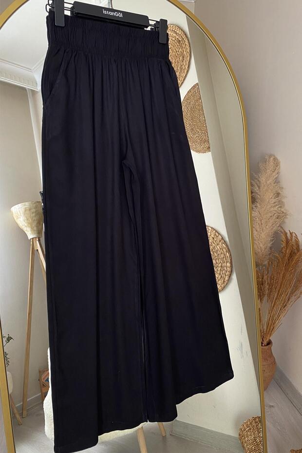 Wide Leg Ethnic Pattern Viscose Trousers