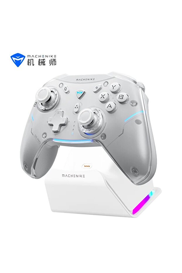وحدة تحكم ألعاب MACHENIKE WHITE MACHENIKE G5Pro Max مع قاعدة شحن، جهاز تحكم لاسلكي RGB مع مستشعرات Hall E