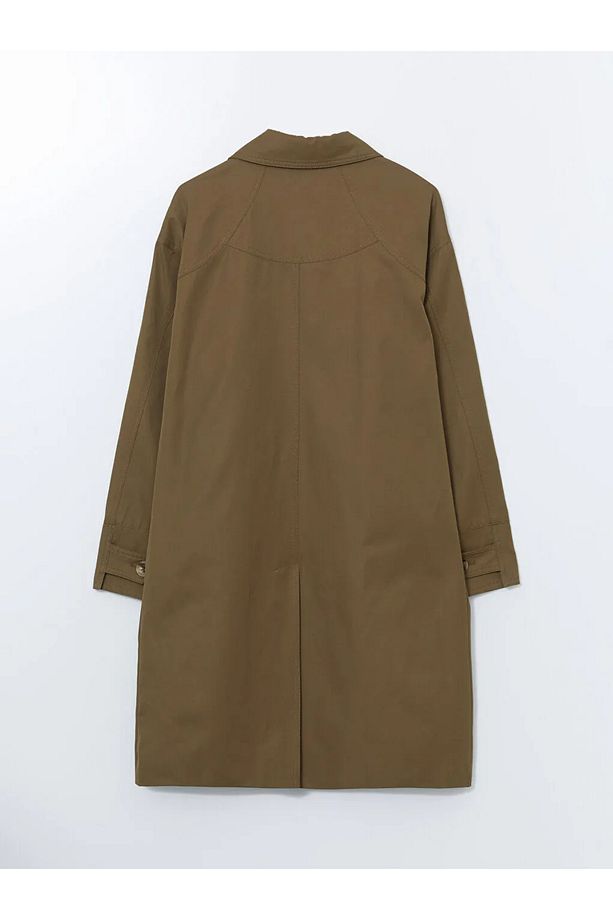 LCW Modest Haki Gömlek Yaka Oversize Kadın Trençkot - 6