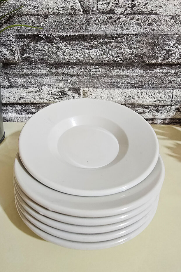 Melamin Çay Tabağı Beyaz Kahveci Tipi Çay Tabağı 6 Adet - 2