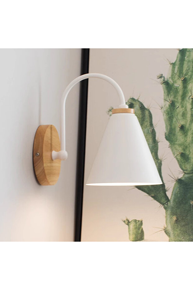 No bulb white Nordic Wall Lamp Solid Wood Wall Lamps Bedroom Modern Bedside Light Creative Macaron W
