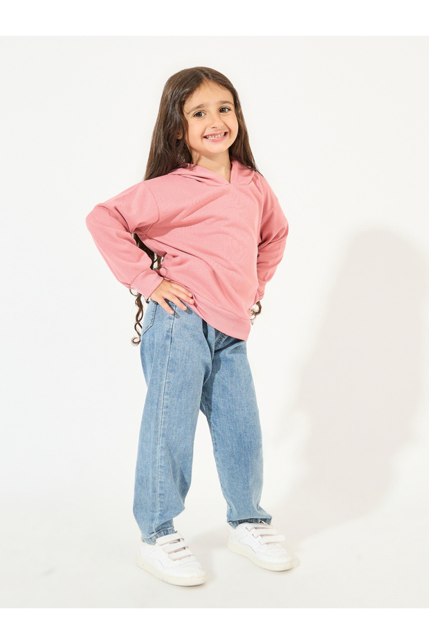 Solid Hoodie with Dropped Shoulder - 2